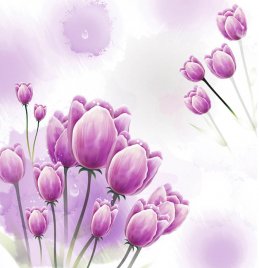 梦幻紫色花卉效果图壁画MH827079