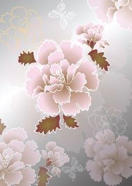 梦幻粉红花卉效果图壁画MH827085