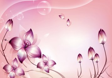 梦幻粉红花卉效果图壁画MH827115